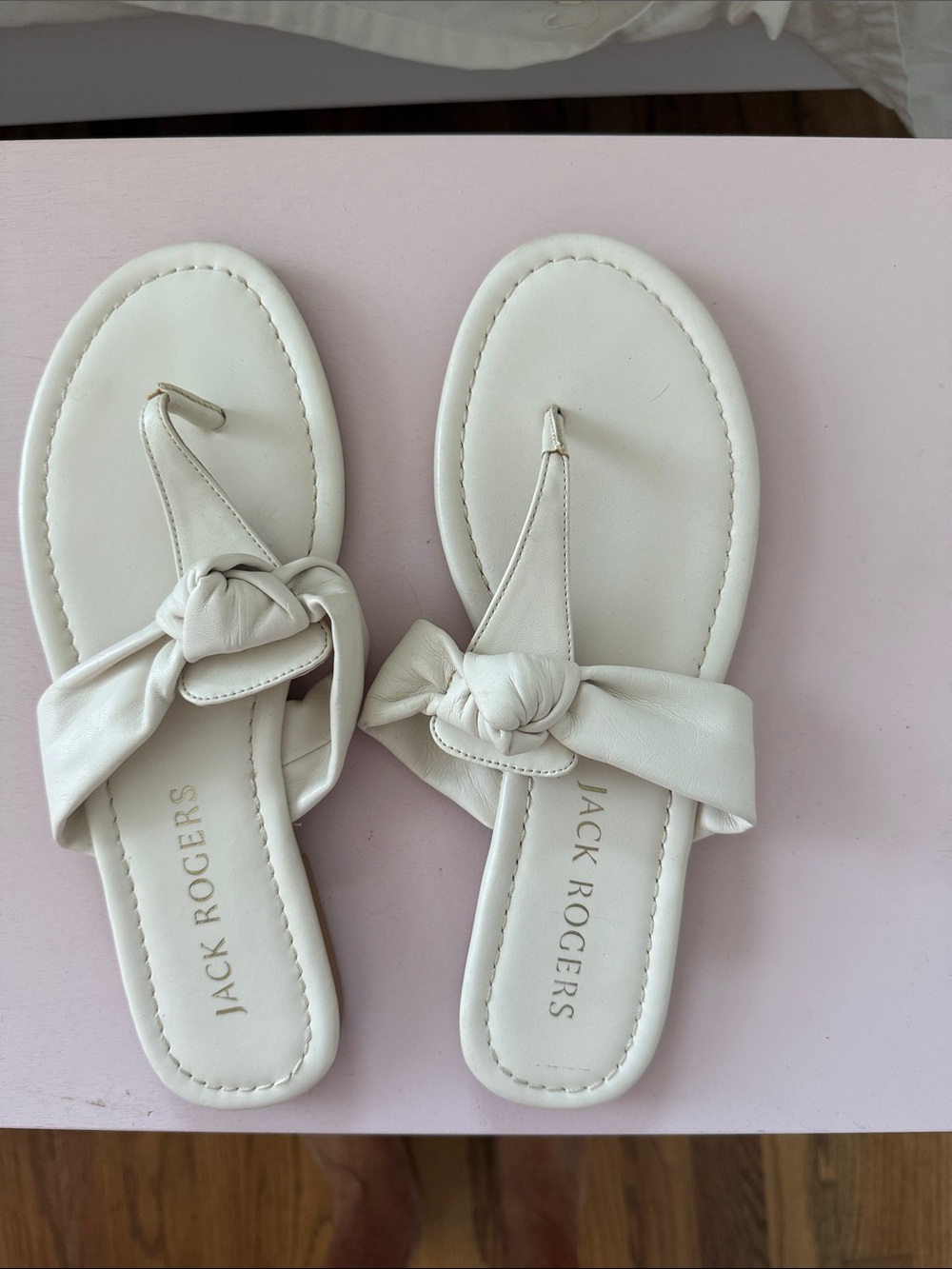 New Jack Rogers  white leather sandal.